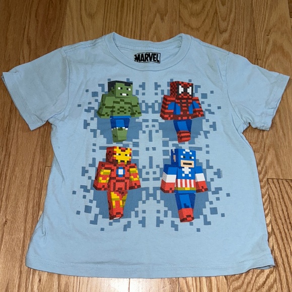 Marvel Mine craft light blue t-shirt sz (5/6) - Picture 1 of 4